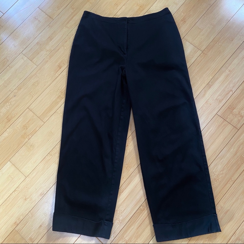 Chico’s size 1 black cuffed cropped wide pants